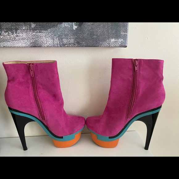 FRH FarenHeit  pink Platform Stiletto Ankle Boots - Picture 8 of 12
